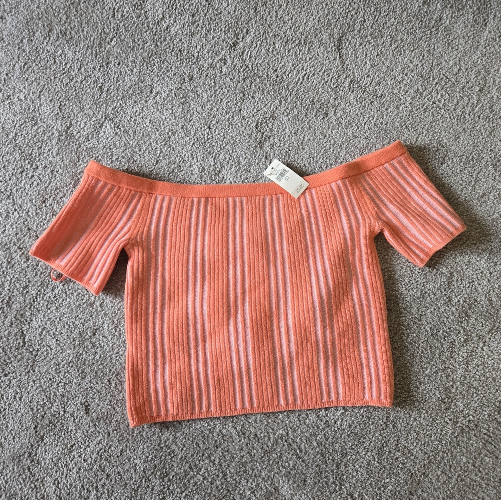 Off-Shoulder Coral Crop Top